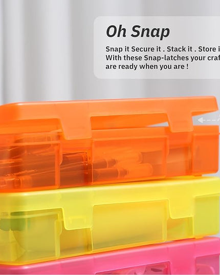 novelinks Medium Plastic Storage Boxes with Latching Lids – 9 Pack Stackable Craft Organizers for Supplies, Pencils, Crayons, Beads, Stationery & Classroom Use(9 Pack Medium -Color)