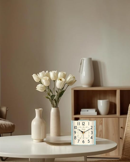 Tinload 4.7" Large Vintage Retro Analog Alarm Clock, Super Silent Non Ticking Clock with Manual Light, Snooze, Battery Operated, Simply Design, for Living Room, Bedroom, Bedside, Desk, Gift Clock