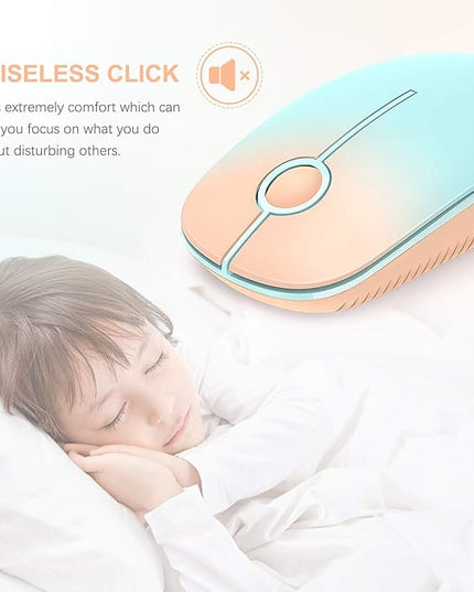 VssoPlor Wireless Mouse, 2.4G Slim Portable Computer Mice with Nano Receiver for Notebook, PC, Laptop, Computer (Orange to Green)
