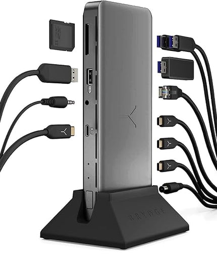 Brydge Stone Pro TB4 Thunderbolt 4 Docking Station-12 Ports, 90 Watts Charging, Dual 4K Monitors or Single 8K Output, 40GB/s Transfer Speed Windows 10 & 11, macOS 11.0 & ChromeOS Compatible, Charcoal