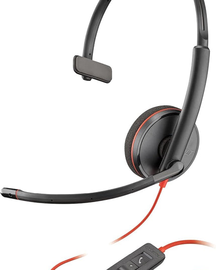 Poly Blackwire 3210 Wired Headset, Noise-Canceling Mic, Single-Ear Design, Connect to PC/Mac via USB-C or USB-A, Works with Teams & Zoom, Amazon Exclusive (9P7X7AA)