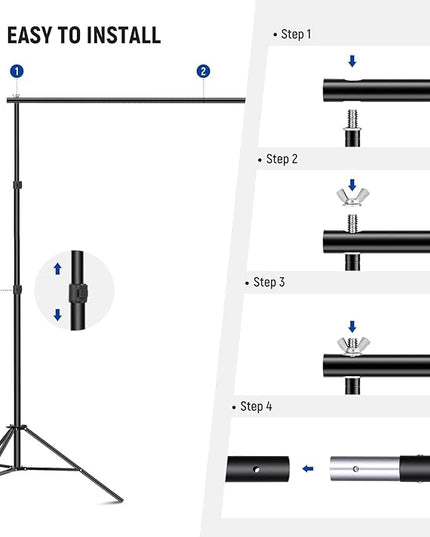 Neewer Photo Studio Backdrop Support System, 10ft/3m Wide 6.6ft/2m High Adjustable Background Stand with 4 Crossbars, 6 Backdrop Clamps, 2 Sandbags, and Carrying Bag for Portrait & Studio Photography
