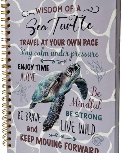 Cute Notebooks Journal For Women - Sea Turtle Dairy Funny Hardcover College Ruled Lined,5.8"X8.3",Pretty Spiral Meeting Notebook,Gifts For Sea Turtles Lover Men Friends On Birthday Christmas Mothers Day (Grap)