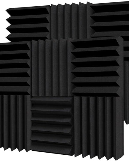 TroyStudio Thick Acoustic Foam Panels, 12 X 12 X 3 Inch 12 Pcs Broadband Sound Absorbing Foam, Dense Soundproof Padding Tile, Recording Studio Foam Absorber, Wedge Decorative 3D Wall Ceiling Panel