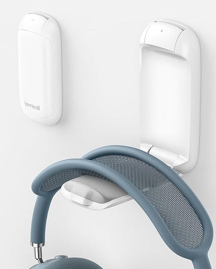 Lamicall Headphone Stand, Sticky Headset Holder - Foldable Headphone Holder Hook Mount, Adhesive Headset Hanger Clip Under Desk, Earphone Clamp for Airpods Max, HyperX, Sennheiser, White