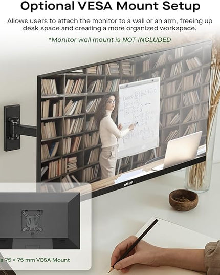 New Mobile Pixels 23.8'' Computer Monitor, 75Hz FHD1080P IPS Monitors with VESA Mounting, Rotatable, Height/Tilt Adjustment for Ergonomic Viewing, Frameless, Anti-Glare, Gaming Monitor with FreeSync