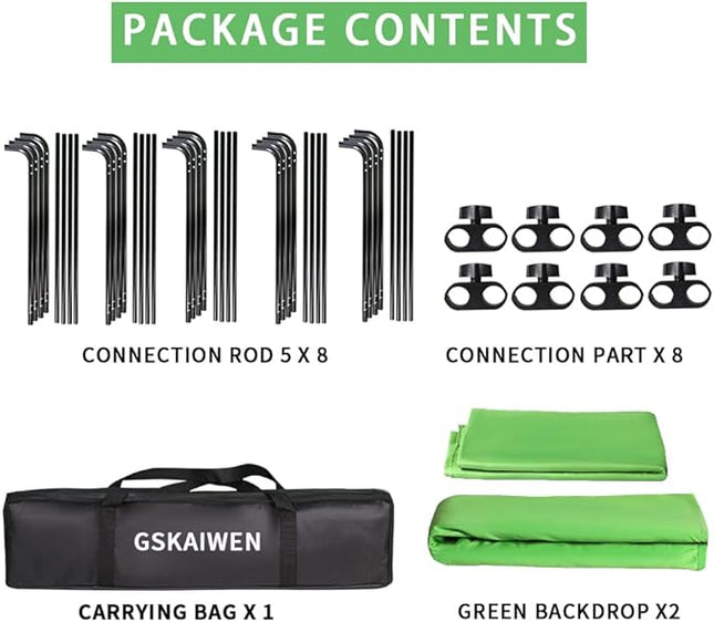 Professional 7.87ftx16.4ft Portable Large Chromakey Green Screen Wide Backdrop Kit with Stand Photography Background Support System for Photo Studio Video Shoot, Live Streaming, Party, Stage