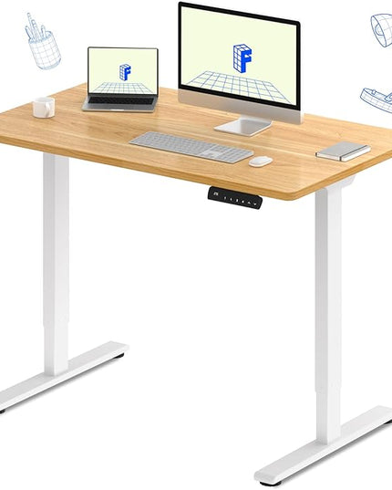 FLEXISPOT E3 Dual Motor Electric Standing Desk 48 x 30 Sit Stand Up Desk, Holds 220 lbs, Adjustable Height w/Memory Presets, One-Piece Maple Desktop & White Frame, Ships in 2 Boxes