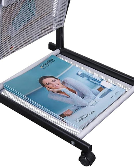 floor standing magazine rack Brochure Display Stand with 4 wheels and 6 layers for reception rooms or offices
