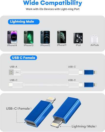 MFi Certified USB C to Lightning Adapter 4-Pack, 27W Fast Charging & Data Sync, Lightning to USB Type C Cable Adapter Compatible with iPhone 14/13/12/Pro/Max, iPad, AirPods, with Anti-Loss Lanyard