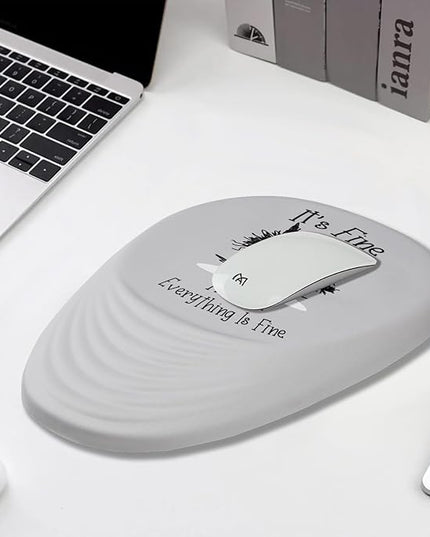 Mouse Pad, Ergonomic Mouse Pad with Wrist Rest Support and Non-Slip PU Base, Desktop Mousepad for Pain Relief, Computer, Office & Home, Grey Cat I'm Fine