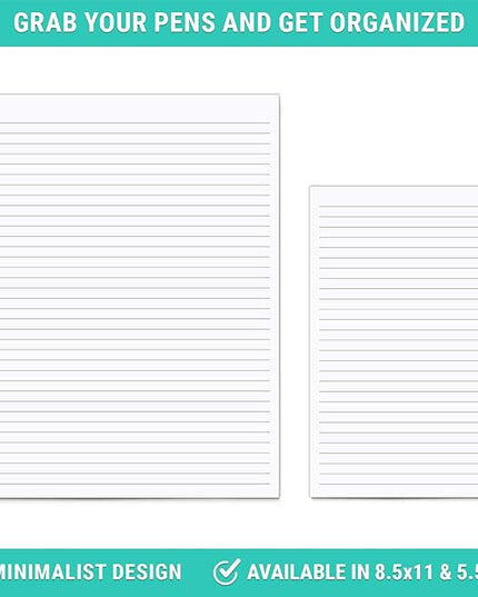 321Done Ruled Notepad - 50 Sheets (5.5" x 8.5") - Luxury Planning Note Pad with Lines - Thick Premium Paper - Made in USA - Plain White