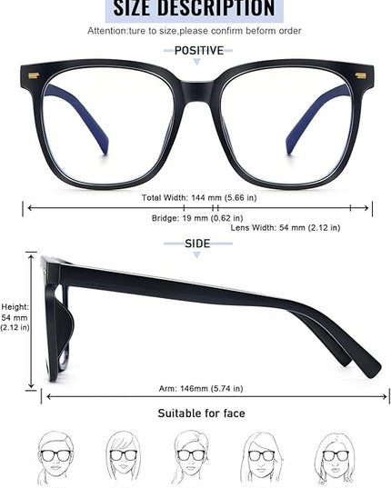 PANNER Oversized Square Blue Light Blocking Glasses for Women Men Anti Glare Reduce Eyestrain Computer Glasses