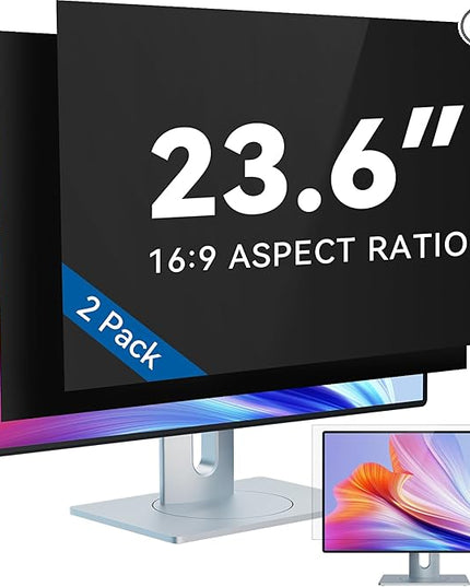 IPROKKO [2-Pack] 23.6 Inch Computer Privacy Screen Filter for 16:9 Widescreen Monitor, Removable 23.6in Anti Blue Light Glare Privacy Shield, Anti Spy Security Protector for Hp Dell Asus Acer Samsung