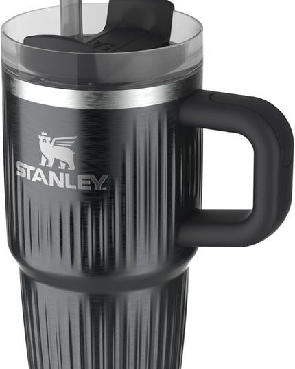 STANLEY Quencher H2.0 Tumbler with Handle and Straw 20 oz | Flowstate 3-Position Lid | Cup Holder Compatible for Travel | Insulated Stainless Steel Cup | BPA-Free | Fluted Black