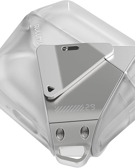 Aulumu A29 Geometric AirPods 4 Case with Lock | Protective Cover with Nylon Buckle | Alloy Armour | Compatible with Apple AirPods 4th (2024) - Translucent White