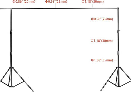 Kate 10x20ft (3x6m) Photography Backdrop Frame Stand for Room Set Adjustable Heavy Duty Photography Background Support System Kit