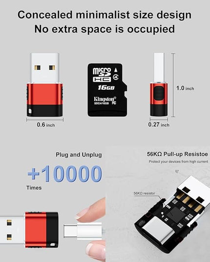 USB to USB C Adapter 6 Pack,USB Type C Adapter,USB A to C Adaptor,USBC Female USBA Male Converter for iPhone 16 15 14 13,MacBook,iPad,Car Play,Charger,Red