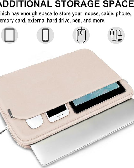 Laptop Case 13.3 inch, Portable Monitor Protective Laptop Sleeve with Front Pocket Computer Bag Compatible with MacBook Air Pro 13.3 inch 14 inch, Dell, HP, Light Pink