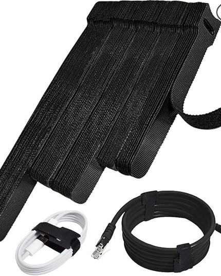 70pcs Cable Ties Reusable Black Wire Ties Cable Management Cord Ties Reusable for Electronics Hook and Loop Cable Ties for Computer 4 6 8 Inch
