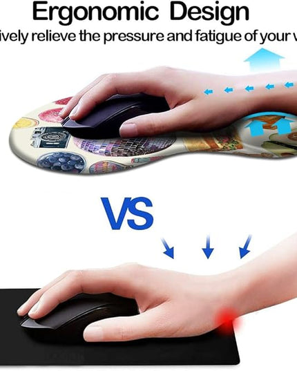 Ergonomic Mouse Pad with Wrist Support,Mouse Pad with Wrist Rest and Coaster Set,Office Supplies Non-Slip Mouse Pads for Desk, Non-Slip Comfortable,Pink Stickers