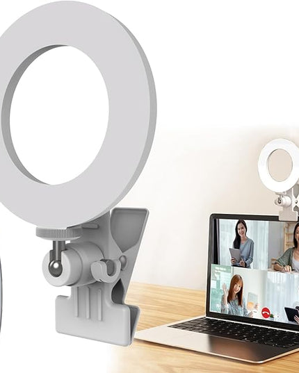 Ring Light 5'' USB Portable Lighting 3200k-6500K Dimmable Led Clip on Computer Monitor Laptop Phone for Content Creator (YouTube/TikTok/Twitch) Makeup,Conference,Selfie,Video,Vlog (White)