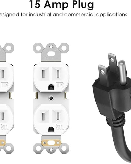 JUNNUJ 20 Amp Power Strip Surge Protector 4800J, Heavy Duty 8 Outlet Metal Multi Angle Mount, 20A Garage Power Strip Shop 6-20R T-Slot, 5-15P Plug 12 Gauge Extension Cord 10ft for Appliance