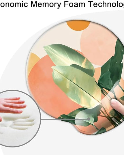 Ergonomic Mouse Pad with Wrist Support,Mouse Pad with Wrist Rest and Coaster Set,Office Supplies Non-Slip Mouse Pads for Desk, Non-Slip Comfortable,Tropical Plants