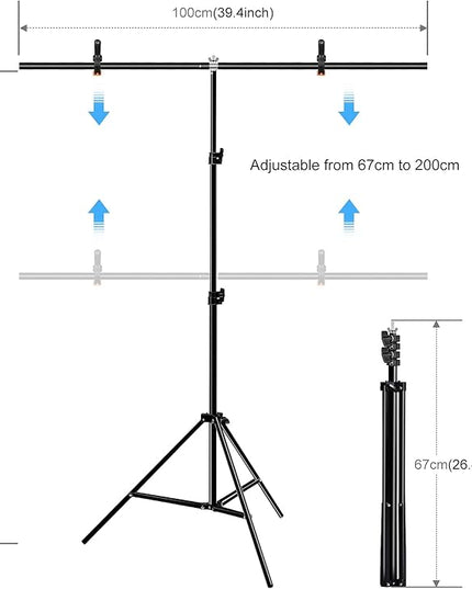 Green Screen Backdrop Kit with Stand, PULUZ 3.2x6.5ft Portable GreenScreen Background Stand, T-Shape Green Screen Stand kit with Clamp Carrying Bag for Streaming Video and Photography Shoots