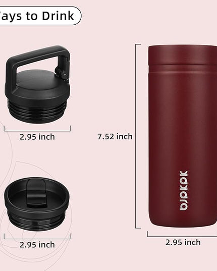 BJPKPK Insulated Water Bottle with 2 Lids,20 oz Double Wall Stainless Steel Vacuum Tumbler Travel Coffee Mug,Wide Mouth Thermal Cup,Cinnabar Red