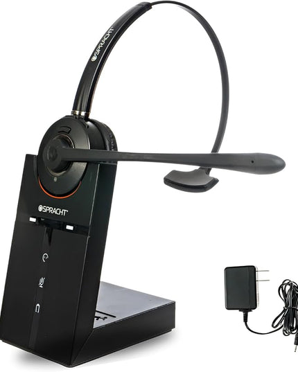 Spracht Wireless Headset Single Ear | Desktop Phones only | DECT Headset | Background Noise Canceling Mic (Single-Ear) (Mono) HS-2018 Zum Maestro