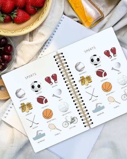 dvhdajed Sports Kids Spiral Notebook, Gifts for Sports Lovers Fans Journaling Notebooks, Exercise Activities Spiral Journal for Kids Boys, Athlete Office School Supplies Gifts, 5.5x8.3 In