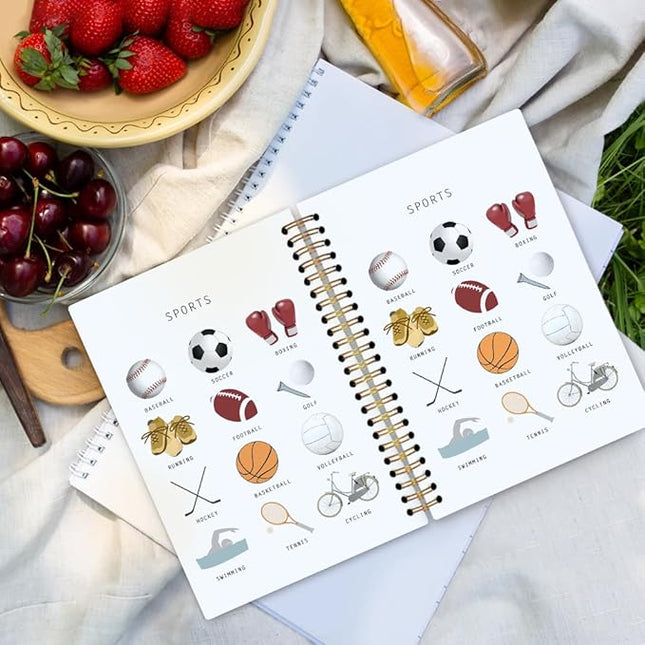 dvhdajed Sports Kids Spiral Notebook, Gifts for Sports Lovers Fans Journaling Notebooks, Exercise Activities Spiral Journal for Kids Boys, Athlete Office School Supplies Gifts, 5.5x8.3 In