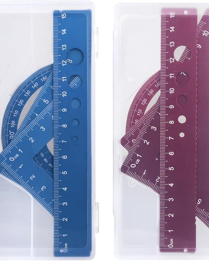 Honagu Aluminum Alloy Triangular Ruler Set, 8 Pieces/2 Sets, Modern Design, 12 Inches
