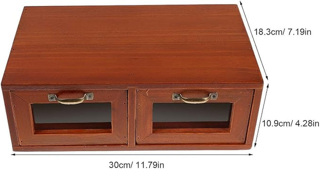 Wooden Monitor Stand Riser with Acrylic Drawers Desk Storage Organizer Desktop Shelf for Home Office Workspace Computer Accessories