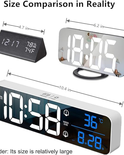 Hournor Digital Clock for Bedroom, Digital Wall Clock for Living Room Decor, Desk Table Clocks, Digital Clock Large Display, Bedroom Smart Alarm Clock for Office White Blue