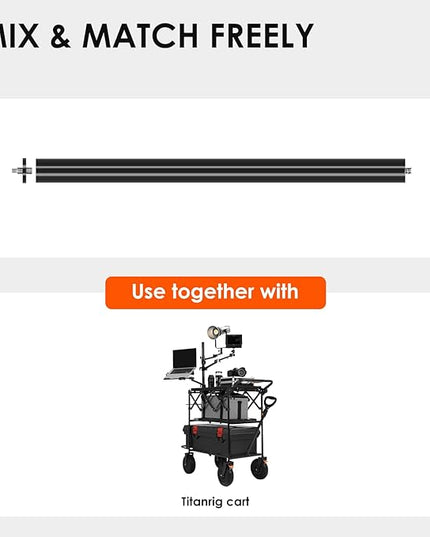TARION Modular Base Extension Rod - 43.3"/110cm Extension Pole Set (2× 21.6" Sections) Compatible with Titanrig Cart Products