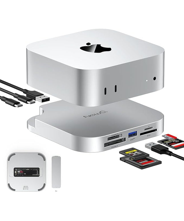 Mac mini M4 Hub with SSD Enclosure and Multi Card Reader, 10Gbps CFexpress Type B/Type A Reader, SD/TF 4.0 Slot, M.2 NVMe Enclosure,USB-C, USB-A, Dock for Content Creator, Photographer, Professional