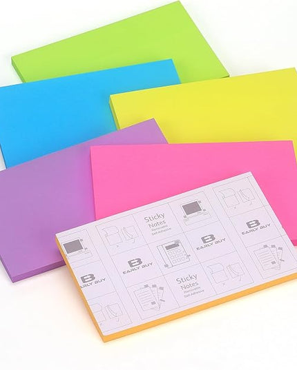Early Buy Sticky Notes 3 in x 5 in, 6 Bright Color, 6 Pads Self-Stick Notes, 70 Sheets/Pad