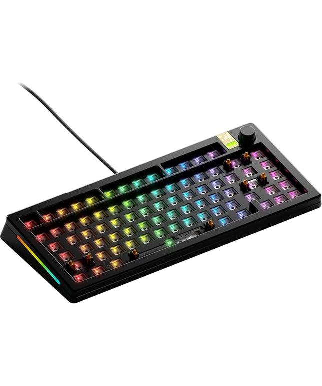 Glorious Gaming - GMMK 3 PRO HE (Barebones) Rapid Trigger Keyboard, Hall Effect, 8K Polling, Custom Modular Aluminum Body & Gasket System, Supports MX Mechanical & Magnetic Switches 75% (Black)