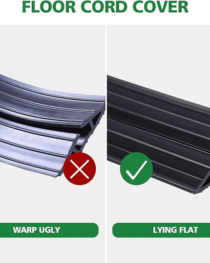 4ft Floor Cable Cover Heavy Duty PVC Cord Cover Wire Cover to Prevent Trip Hazard for Home Office or Outdoor(4ft, Black)