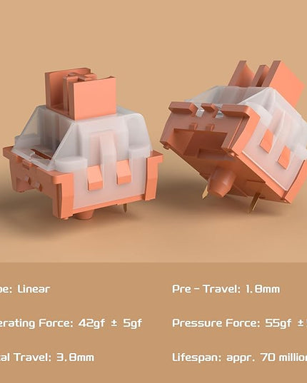 MageGee Gaming Orange Cat Customized Linear Keyboard Switches - 110pcs, Pre-Lubed, 3-Pin, 50gf Key Switches for Mechanical Gaming Keyboard