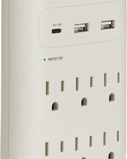 Eaton Tripp Lite SK60C Wall Surge Protector Power Strip & USB Wall Charger, 6-Outlet Extender, 1 USB-C + 2 USB Ports, 1080 Joules, Multi-Plug Outlet Splitter, Gray, Lifetime Manufacturer's Warranty