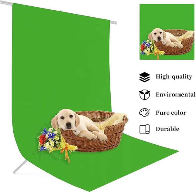 10x7 FT Polyester Photo Backdrop for Photoshoot Green Screen Backdrop Curtain,Product Photo Backdrop for Photoshoot,Photography Background for Streaming Video Studio Pure Seamless