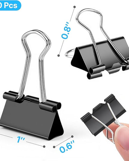 OWLKELA 160 PCS Medium Binder Clips 1 Inch, Metal Paper Clamps Bulk, Black Clips for Home, School and Office Supplies