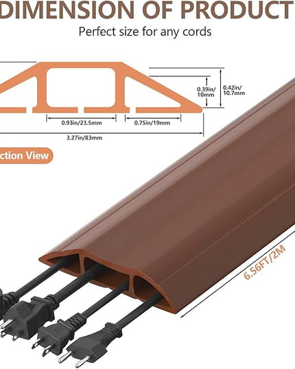 AGPTEK Heavy Duty Floor Cable Cover Cable Protector, 6.5 Ft Floor Cord Protector 3 Channels Floor Cord Cover (Mid Channel 0.93") Contains Cords, Cables and Wires, Good for Office, Home, or Outdoor