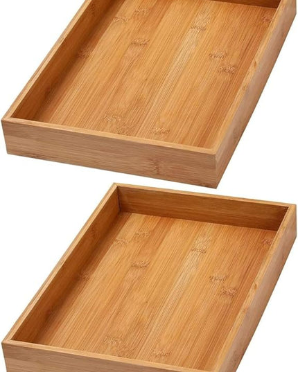 YBM Home Bamboo Drawer Organizer Storage Box for Kitchen Drawer, Junk Drawer, Office, Bedroom, Children Room, Craft, Sewing, and Bathroom, 2 Pack 10x14x2 inch