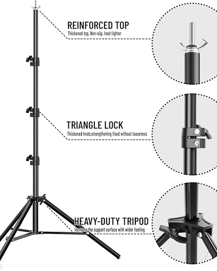 BEIYANG 10x10FT Backdrop Stand, Background Support Kit for Photography, 2 Adjustable Backdrop Supports, 4 Crossbars, 4 Clamps, and Carrying Bag for Photo Video Stutio, Parties Decoration
