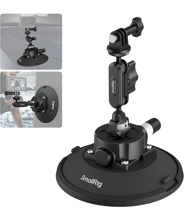 SMALLRIG 6" Suction Cup Mount with Ball Head Magic Arm, Action Camera Mount for DJI Osmo Action 5 Pro/4, for Insta360 x5, for Gopro 13/12, Load Capacity 3kg, on Car Windshield or Window - 5856