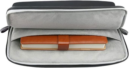 MOSISO Laptop Sleeve Bag 16 inch Compatible with MacBook Air 15 inch 2025-2023 M4 M3 M2/Pro 16 inch 2025-2019 M4 M3 M2 M1, 15-15.6 inch Notebook, PU Leather Padded Bag Waterproof Case, Black